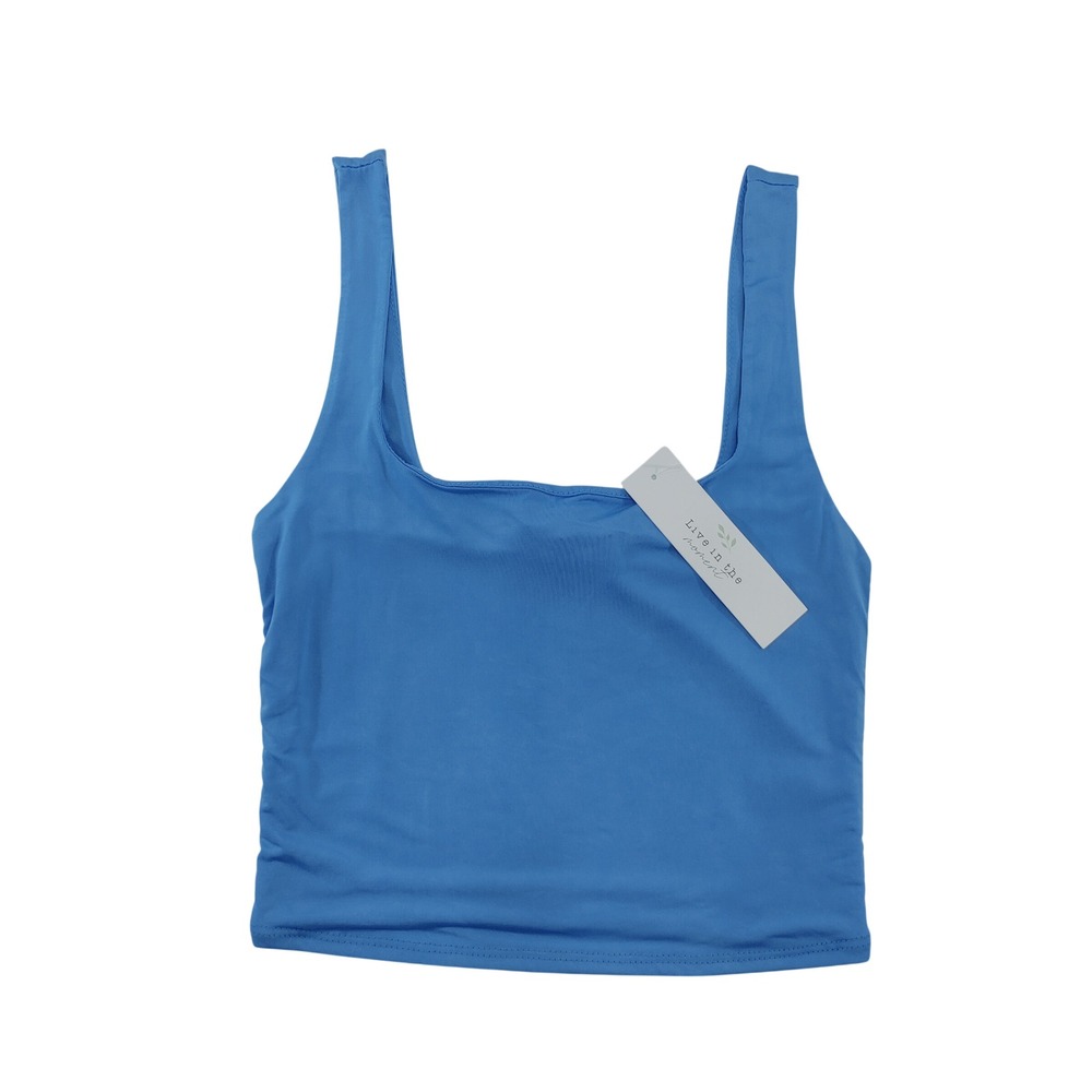 Live in the‎ Moment Blue Square Neck Tank Top Crop Size S